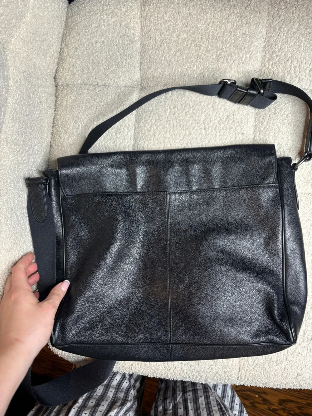Coach Houston Messenger Leather Laptop Bag Black